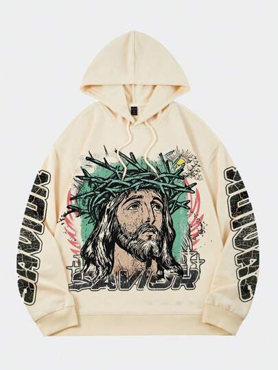 Street Life Sudadera con capucha casual de hombre con estampado de figura vintage