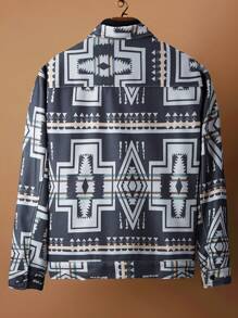 Manfinity Homme Men's Casual Geometric Print Woolen Jacket - Multicolor - View 2