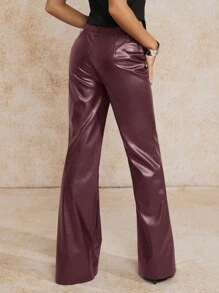 Forever 21 Fall& Winter Women Low Rise/Lether/Simple/Comfortable/Black Pants - Red - View 2