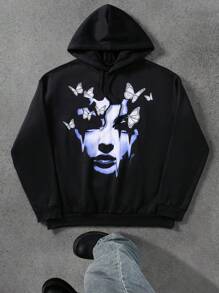 Manfinity EMRG 秋冬季男士蝴蝶印花连帽运动衫