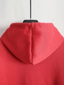 Manfinity Homme Men Casual Letter Print Hooded Long Sleeve Sweatshirt With Drawstring Sweatpants Set - Hot Pink - View 5