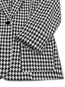 Franclia 女士秋冬缺口领千鸟格纽扣口袋休闲通勤西装外套