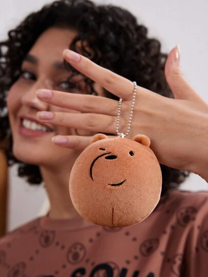 We Bare Bears X SHEIN Décoration suspendue en peluche super douce d'ours brun de dessin animé