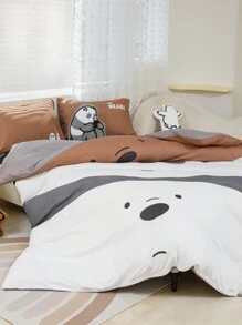 We Bare Bears X SHEIN Cute 3 Bears Print Bedding Set - Multicolor - View 3