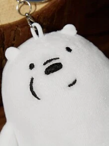 We Bare Bears X SHEIN 1pc Cartoon White Bear Keychain Bag Charm,Gifts For Friends - White - View 5