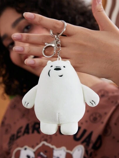 We Bare Bears X SHEIN سلسلة مفاتيح دب أبيض كرتوني من القماش المبطن
