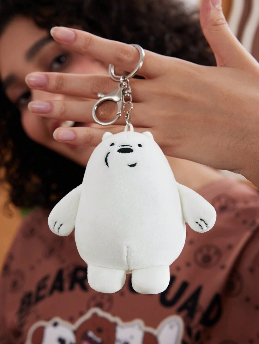 We Bare Bears X SHEIN 1pc Cartoon White Bear Keychain Bag Charm,Gifts For Friends - White - View 1