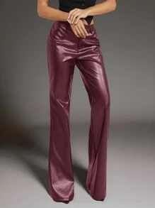 Forever 21 Fall& Winter Women Low Rise/Lether/Simple/Comfortable/Black Pants - Red - View 1