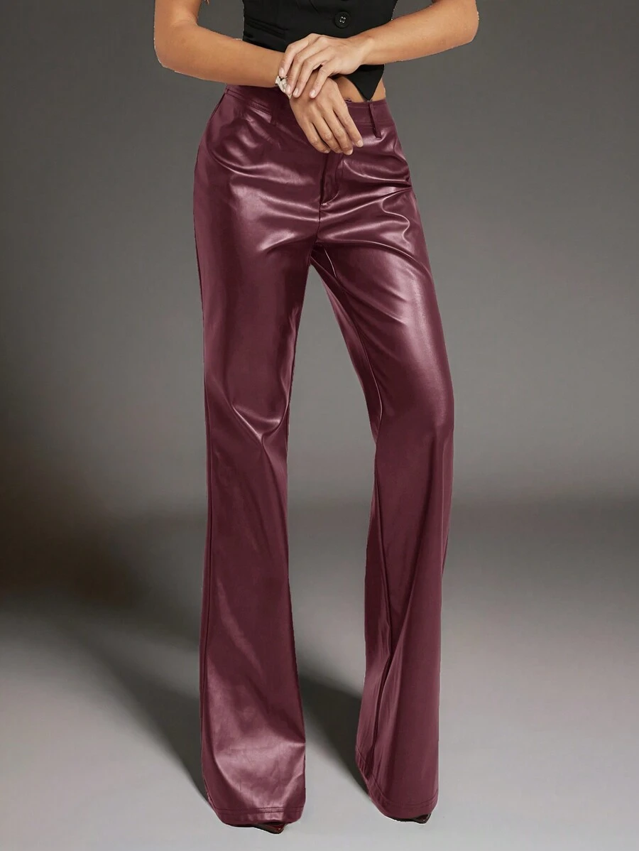 Forever 21 Fall& Winter Women Low Rise/Lether/Simple/Comfortable/Black Pants - Red - View 1