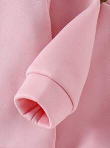 2 件装女婴樱桃印花连帽衫和裤子套装，适合幼儿的温暖冬季服装 - 粉色 - 查看 5