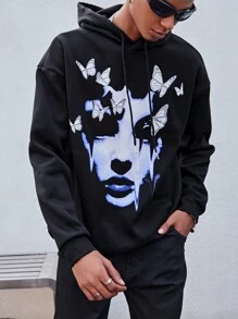 Manfinity EMRG 秋冬季男士蝴蝶印花连帽运动衫