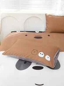 We Bare Bears X SHEIN Cute 3 Bears Print Bedding Set - Multicolor - View 4