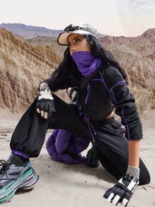 Innovista Fleece Color Jump Purple&Black With Pocket Jogger Pants &Sweatshirt Sport Set, Daily Yoga Cycle Biker HIIT Office To Court Brunch To Gym Two Pieces Multi Function Athleisure All Day Stretchy Activewear Fall Comfort Movement Outdoor Exercise Healthy TT Viral IG Festival Reel Ready FYP INSTA OOTD Black Purple Working Mom Fitness Performance Gear Minimalist