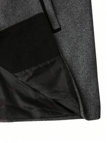 Manfinity Homme 男士纯色前扣口袋长袖大衣，适合秋冬季