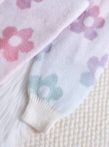 Teenage Girls Floral Ombre Cardigan Set, Suitable For Spring, Summer, Autumn, Casual Streetwear For School, Home, Outing, Party - White - View 4