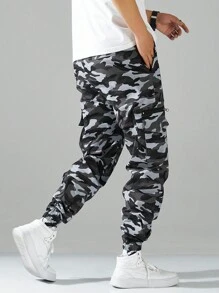 Manfinity Homme Loose Fit Men's Camouflage Print Cargo Jogger Pants - Multicolor - View 2