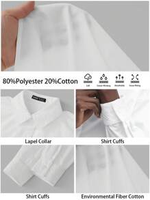 BizChic Blusa Casual Feminina de Manga Longa em Algodão Branca, Elegante para Ir ao Trabalho, Ação de Graças, Natal - Branco - Visão 9