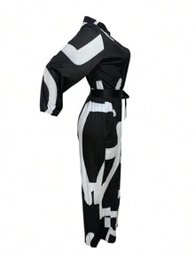 EU/US Style Camouflage Print Jumpsuit - Black - View 3