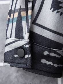 Manfinity Homme Men's Casual Geometric Print Woolen Jacket - Multicolor - View 5