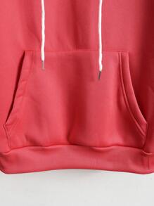 Manfinity Homme Men Casual Letter Print Hooded Long Sleeve Sweatshirt With Drawstring Sweatpants Set - Hot Pink - View 4