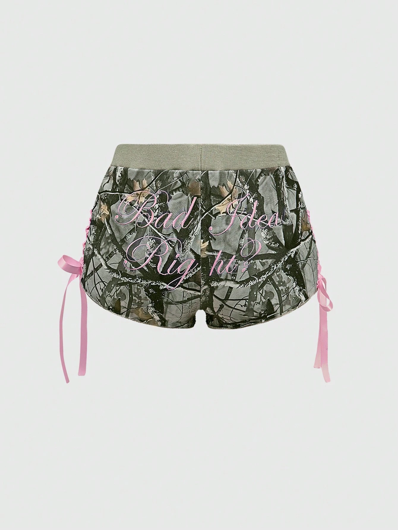 ★LUVISTRUE★BASIC ILOVEU PATTERN SHORTS(CAMO)★正規品/人気 Our Kawaii Y2K Low-Waist Sexy Camo Print & Embroidered