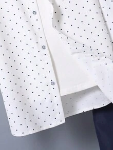 Bộ 2 chiếc/Bộ áo sơ mi chấm bi đơn giản trang trọng cao cấp dành cho bé trai tuổi teen và quần ống rộng, thích hợp cho các ngày lễ, tiệc tùng và sự kiện - Nhiều màu - Xem 7