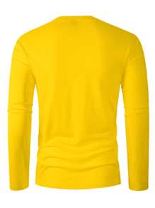 Manfinity Homme Men's Casual Letter Print Long Sleeve T-Shirt, Spring, For Fall - Yellow - View 2