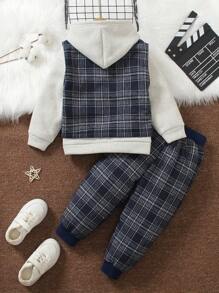 3 件套年轻男孩保暖连帽开衫、背心和长袖连帽衫套装，实用又保暖 - 彩色 - 查看 2