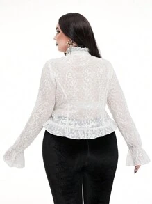 Whyspr Goth Punk Lace Elegant Retro Romantic Shirt With Gothic Punk Style, White - White - View 2