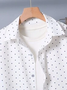 Bộ 2 chiếc/Bộ áo sơ mi chấm bi đơn giản trang trọng cao cấp dành cho bé trai tuổi teen và quần ống rộng, thích hợp cho các ngày lễ, tiệc tùng và sự kiện - Nhiều màu - Xem 5
