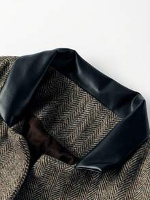 Fashionable Casual Solid Color Front Button Lapel Long Sleeve Blazer, Suitable For Daily Commute - Brown - View 7