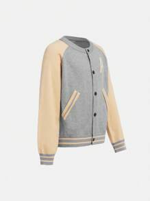 两件套男童字母撞色休闲开衫长裤套装，秋冬季