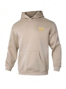 In My Nature Men's Casual Ombre Letter Print Kanga Pocket Hoodie Sweatshirt, Spring/Autumn Essentials Hoodie - Apricot - View 3