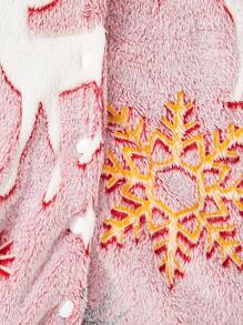 SHEIN Young Girl Fluffy Embroidered Warm Snap Button Cardigan Jacket, Autumn/Winter - Red - View 6