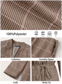BizChic Brown Long Sleeve 2 Pieces Women Wool Suit Jacket Outfit, Vintage Look, Commuter Clothing For Thanksgiving, Christmas