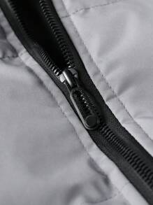 Manfinity Homme Men Flap Pocket Drawstring Hooded Padded Coat, For Fall Winter - Grey - View 4