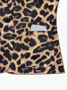 Franclia Women Leopard Print Button Up Long Sleeve Casual/Work Blazer, Autumn/Winter