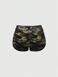 J-Fashion Y2K Kpop Style Low Waist Leopard Print Rhinestone Embellished Shorts For Women