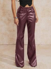 Forever 21 Fall& Winter Women Low Rise/Lether/Simple/Comfortable/Black Pants - Red - View 4