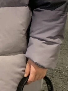 Claim Dot Men's Casual Everyday Ombre Zip Up Stand Collar Padded Coat For Winter,Plush Fleece For Warmth,Fall And Winter Men Clothes,Boyfriend Gift