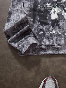 Manfinity VCAY Sudadera con capucha de manga larga y ajuste holgado con estampado digital para hombres