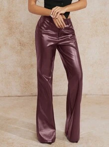 Forever 21 Fall& Winter Women Low Rise/Lether/Simple/Comfortable/Black Pants - Red - View 6