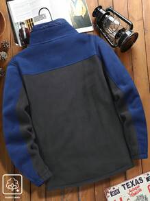 Manfinity Homme Giacca casual con stampa di lettere e chiusura lampo frontale, colore a blocchi, per l'autunno, da uomo