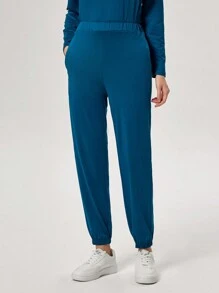 TaskEZ Women Simple Solid Button Half Placket Top And Pants Scrub Uniform Set - Teal Blue - View 7