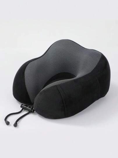 1 pieza Almohada de viaje en forma de U de espuma de memoria de unicolor, cojín para el cuello, apta para viajes y relajación