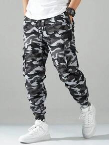 Manfinity Homme Loose Fit Men's Camouflage Print Cargo Jogger Pants - Multicolor - View 5