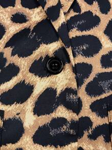 Franclia Women Leopard Print Button Up Long Sleeve Casual/Work Blazer, Autumn/Winter