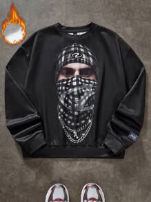 Manfinity VCAY Men's Digital Print Loose Fit Long Sleeve Pullover Sweatshirt