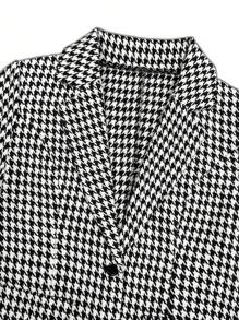 Franclia 女士秋冬缺口领千鸟格纽扣口袋休闲通勤西装外套