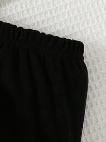 SHEIN 2 件套儿童女童蝴蝶印花羊毛连帽运动衫和裤子套装，秋冬季休闲风格 - 紫色 - 查看 3